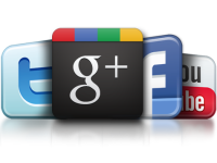 twitter, google plus, facebook, and youtube app logos