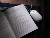 a computer mouse and a book