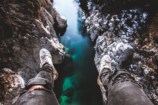person about to fall into water