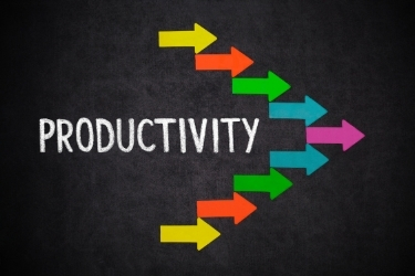 The word "Productivity" with some arrows going forward