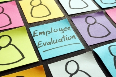 Employee evaluation sticky note
