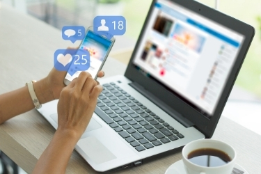 Woman doing social media posts