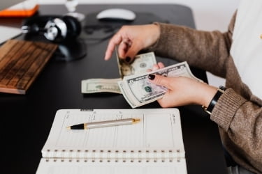 Woman counting money