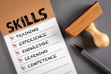 List of skills: Training, experience, knowledge, learning, competence
