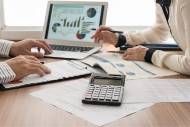 Accountant talking to their client