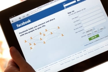Facebook home screen in a tablet