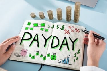 Payday concept written in a notebook