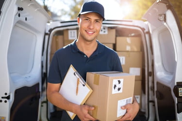 Delivery person with a box