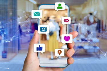 Mobile with social media icons popping