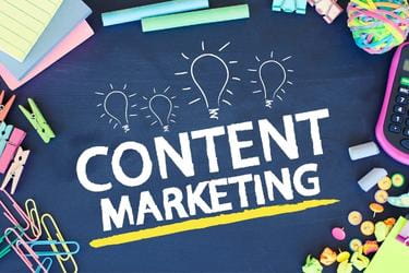 Words "Content Marketing" drawn in a chalkboard