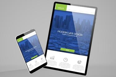 Landing page in a mobile and tablet