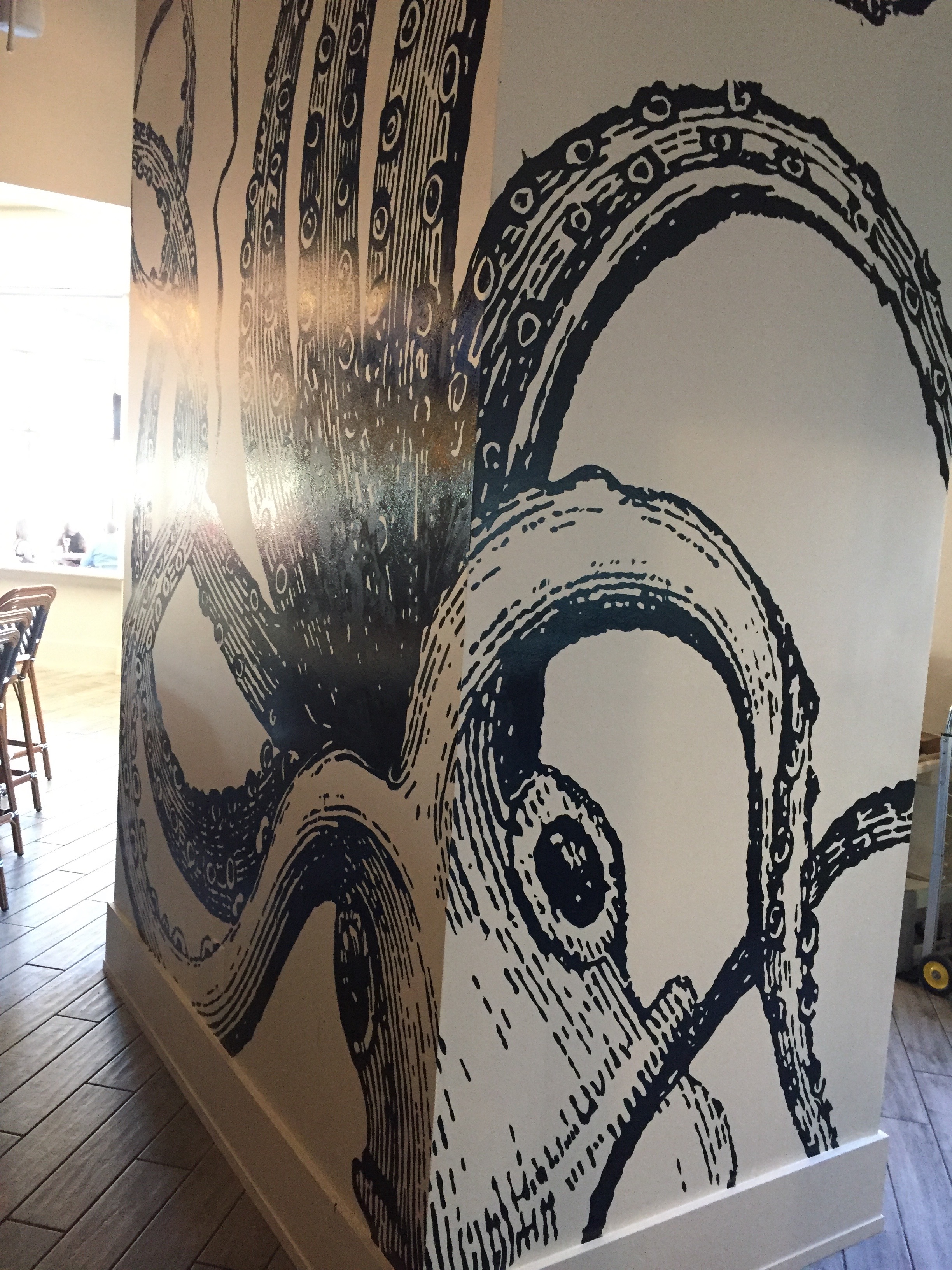giant octopus wall mural at Saltine