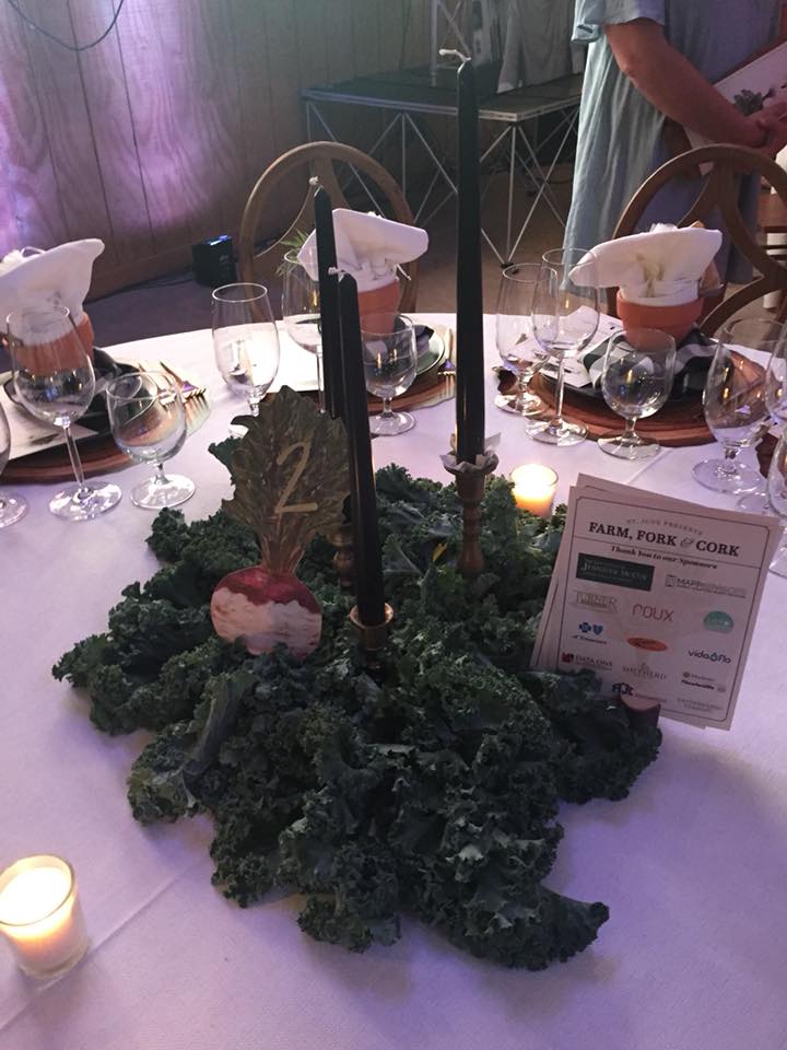 Farm Fork and Cork 2018 table centerpiece