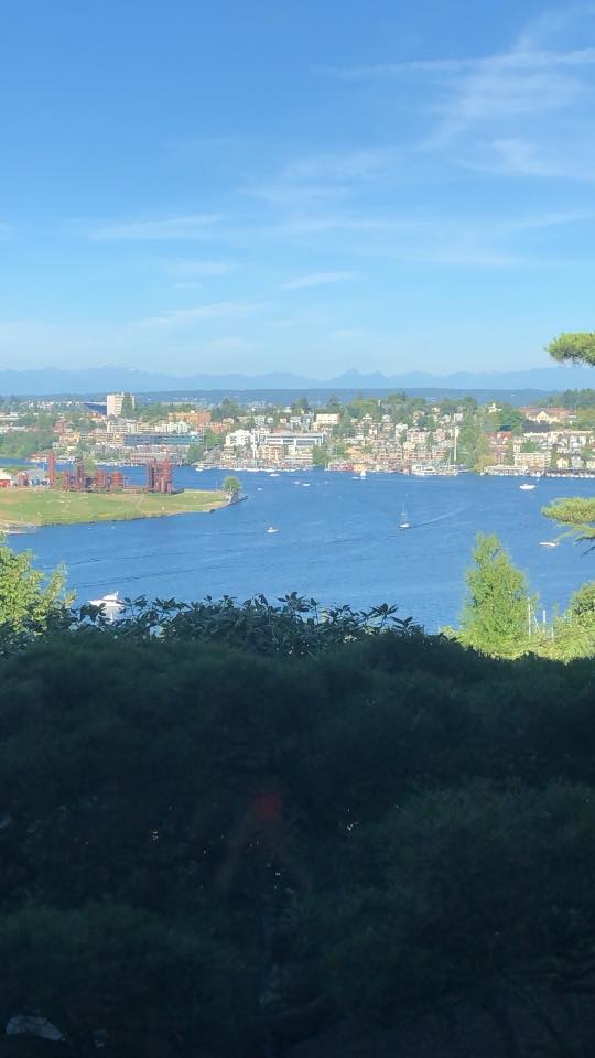 View of Lake Union of Gas Works Park from Canlis