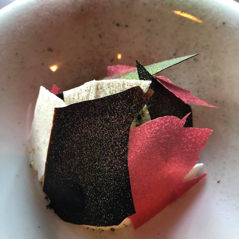 Rhubarb Rhubarb - Tarragon / white cholocate mousse / black lime