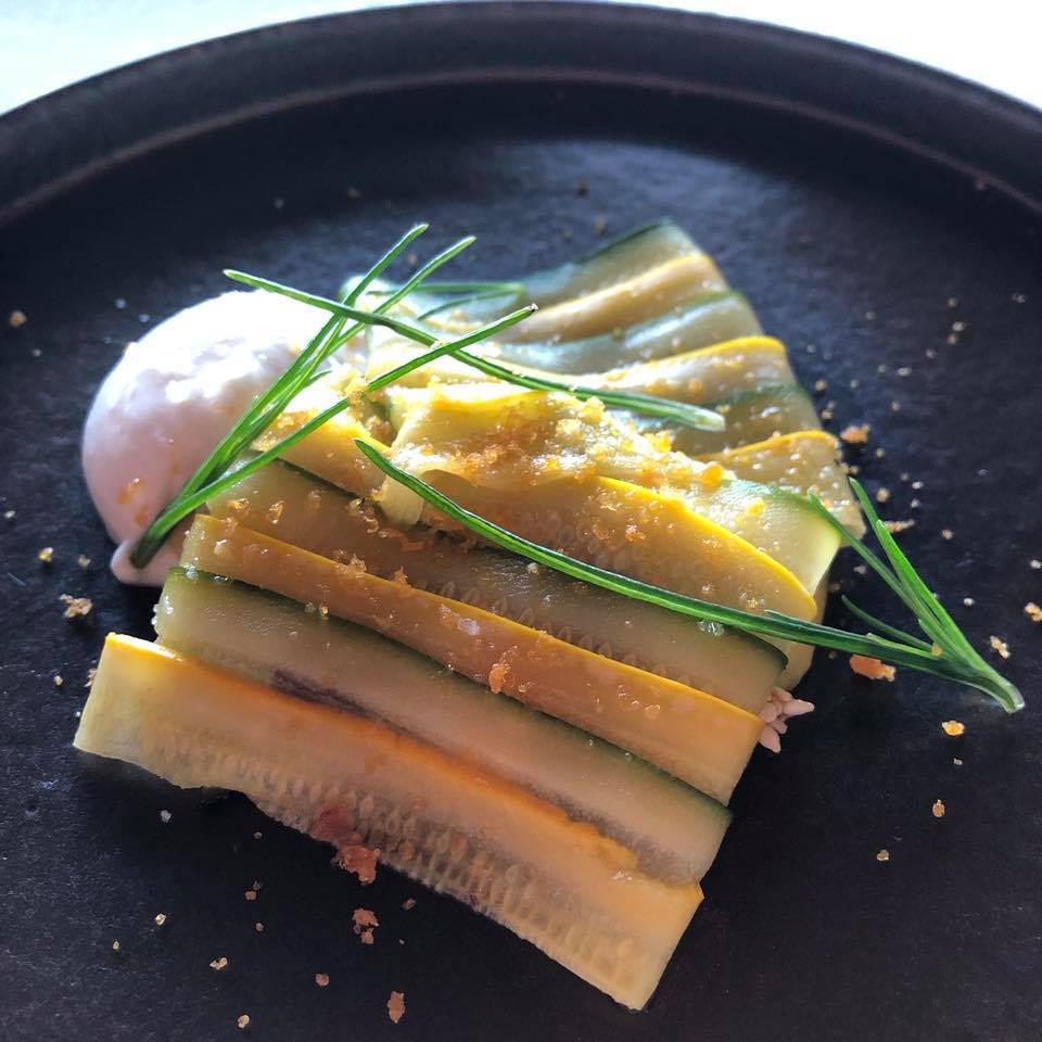 Summer Squash - Goat’s milk ricotta / sesame / hyssop / albacore bottarga