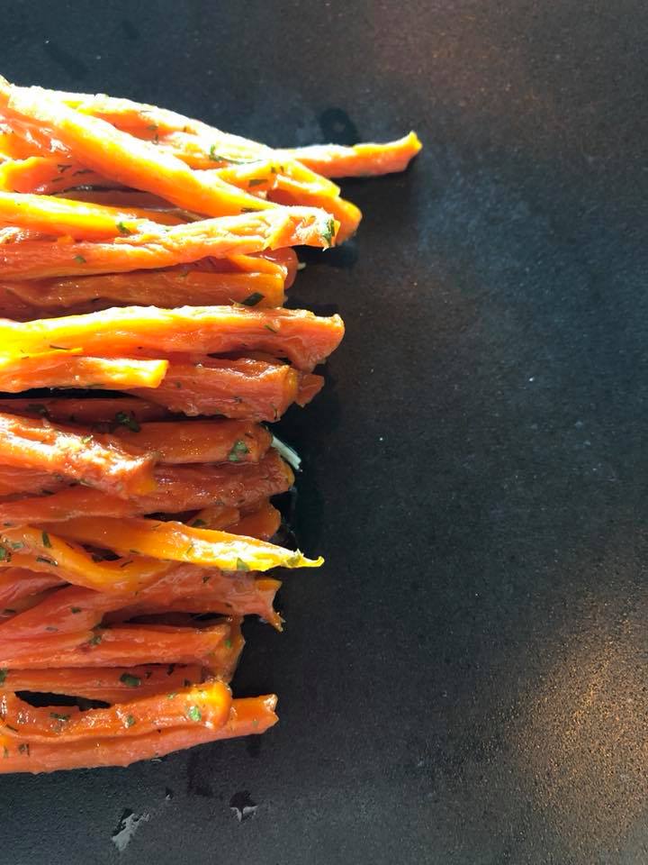Smoked Carrots - Onion Jam / beans / celeriac