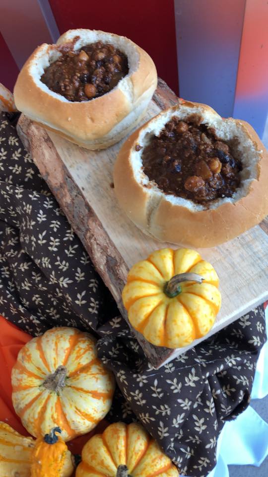 Cincinnati style chili in bead bowls from Dollywood