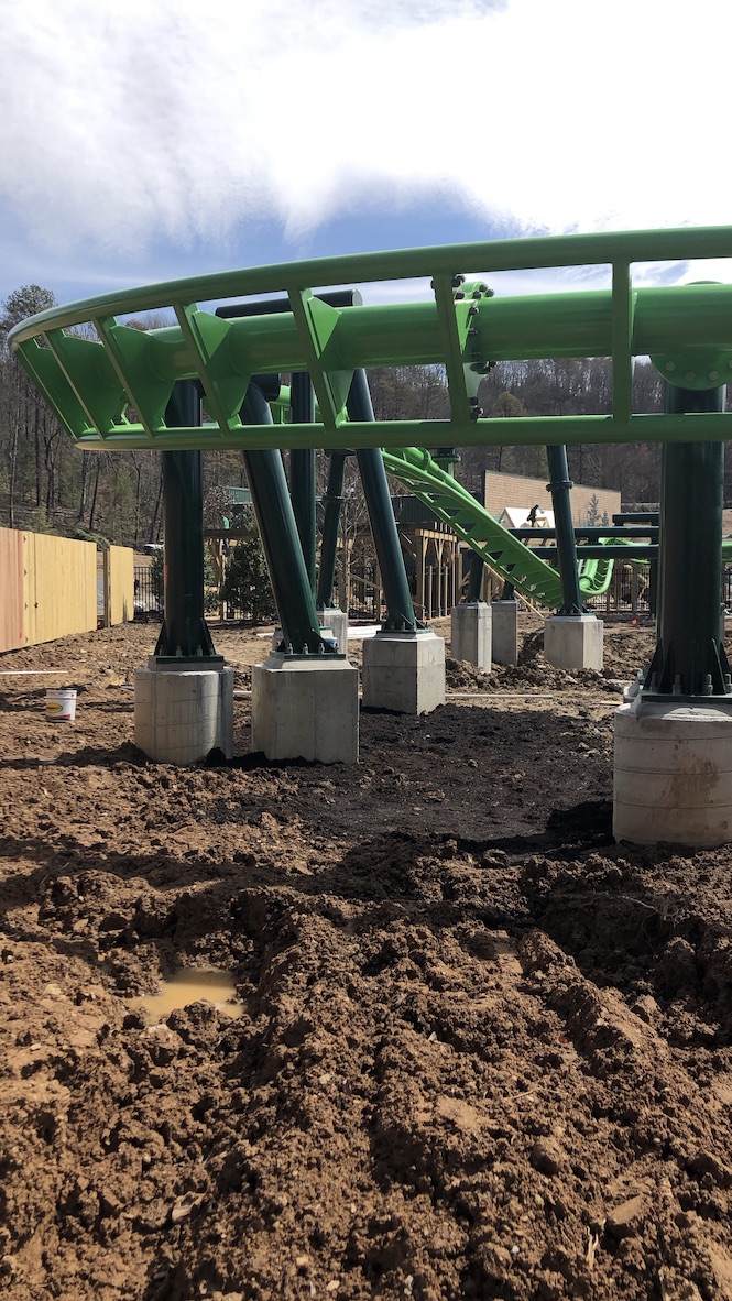 The Dragonflier ride at Wildwood Grove during construction