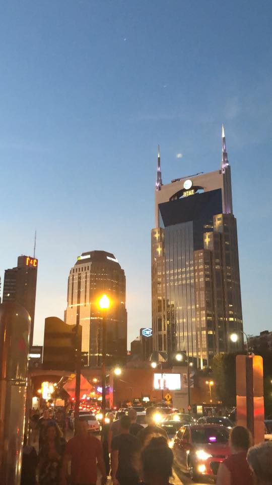 downtown Nashville at dusk