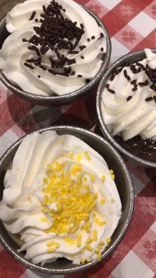 three servings of desserts
