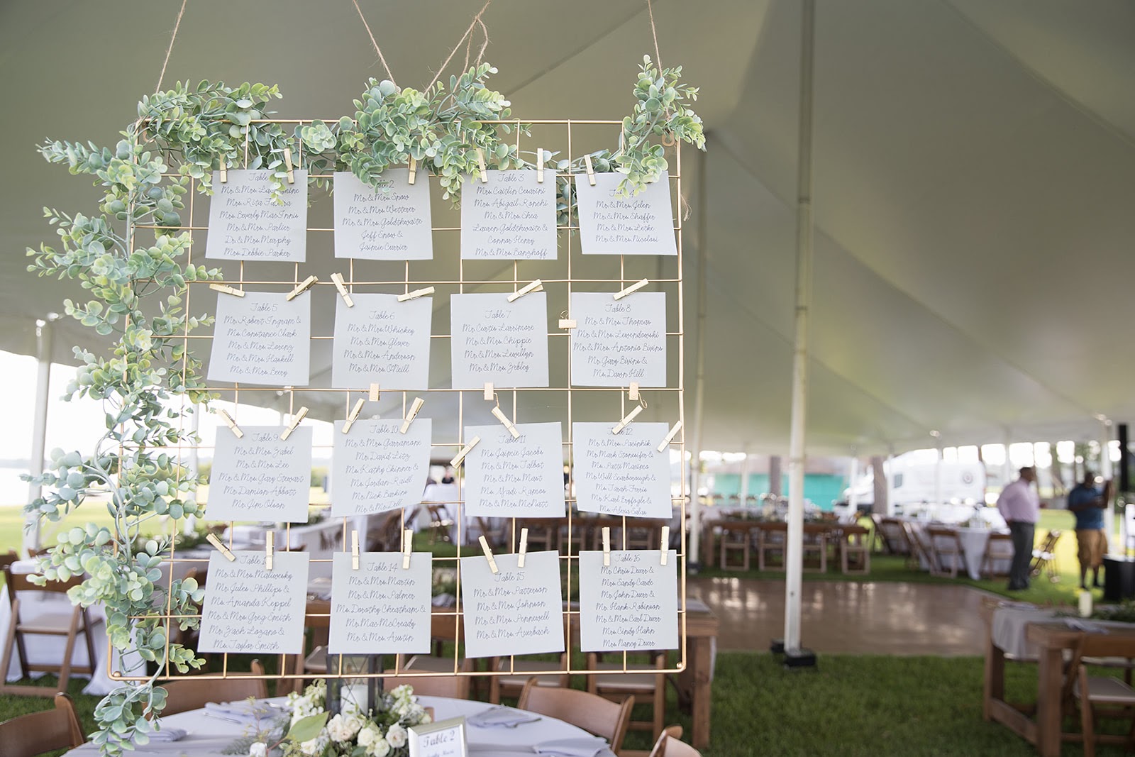 seating chart at wedding reception