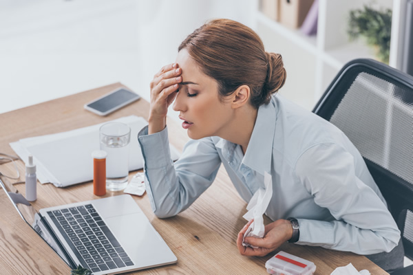 woman suffering from Chronic runny nose
