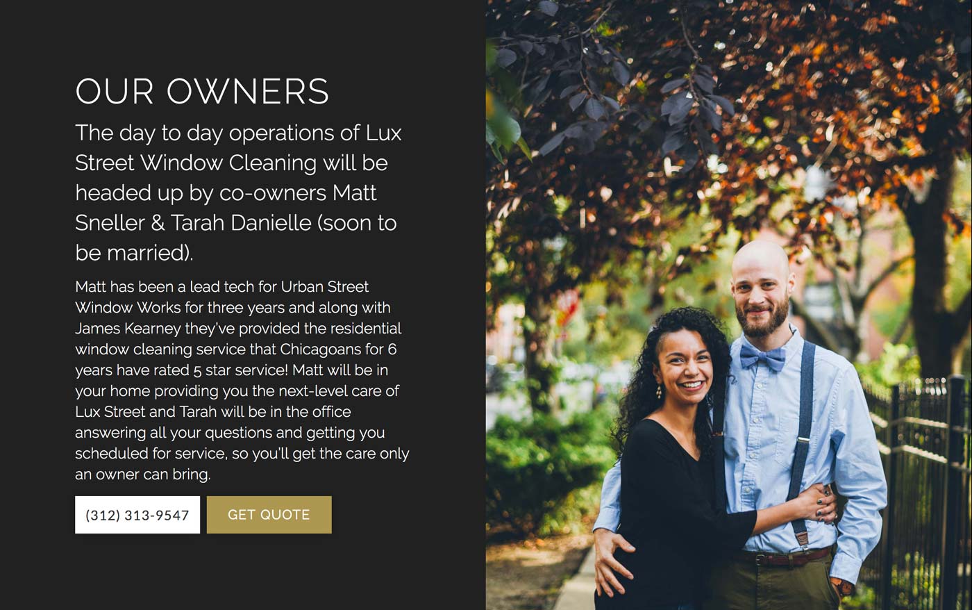 About us section example from Lux Street Window Cleaning