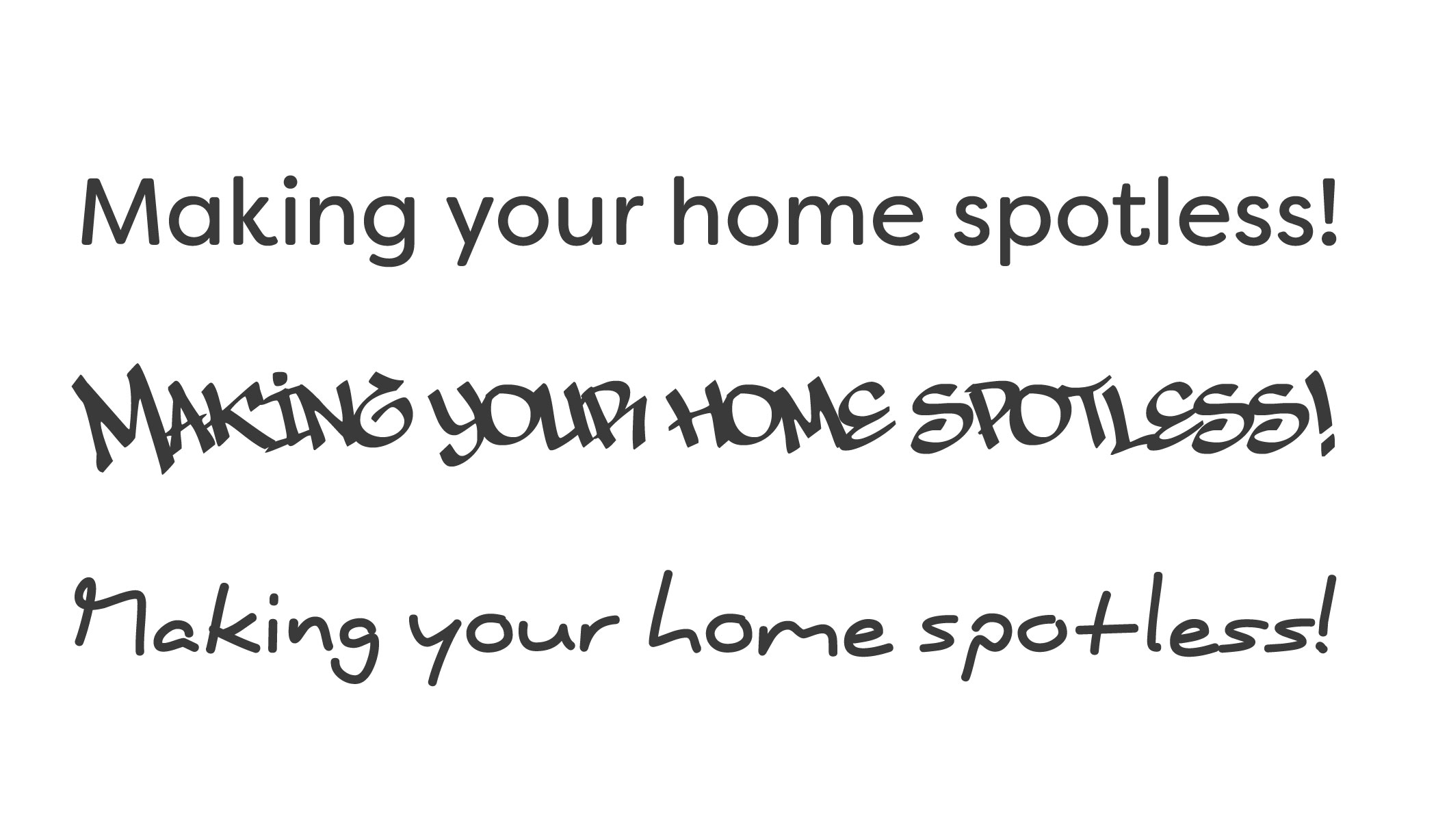 Examples of different font choices