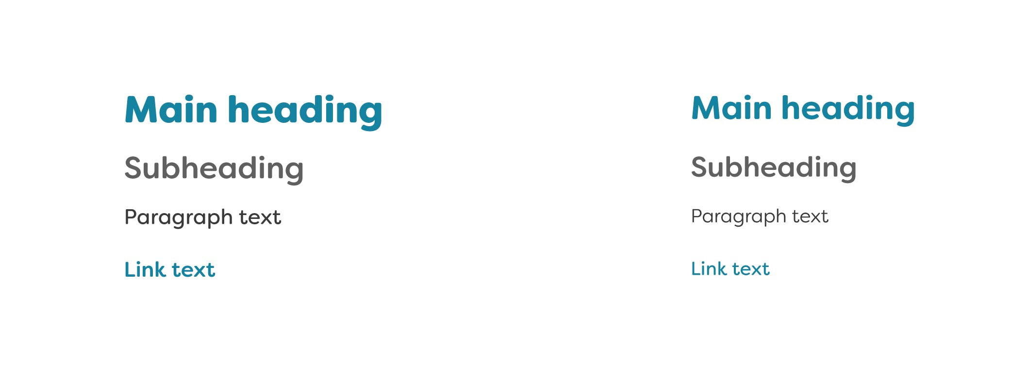 Example of desktop and mobile font styles