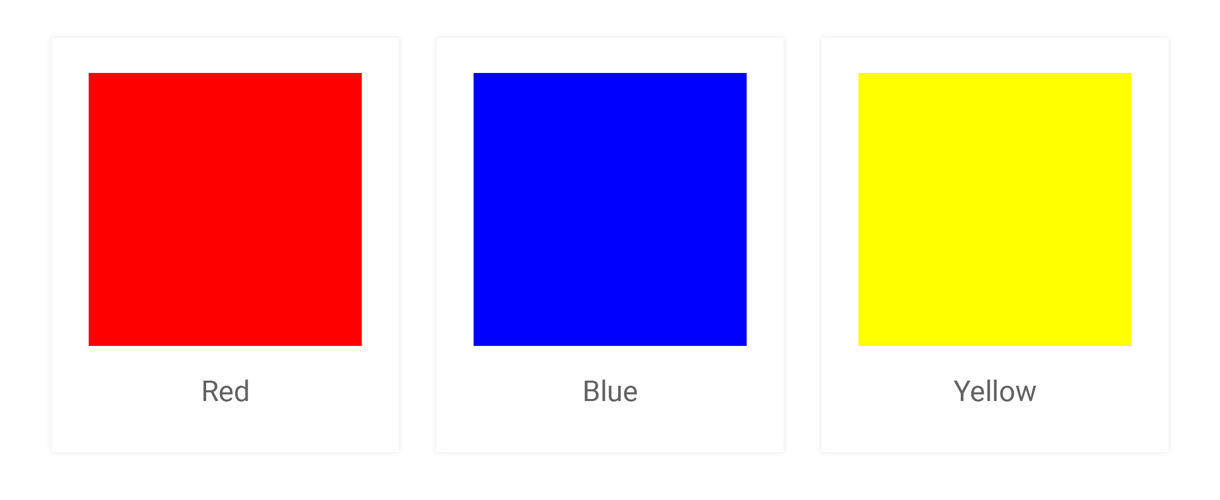 Red, Blue and Yellow color swatches