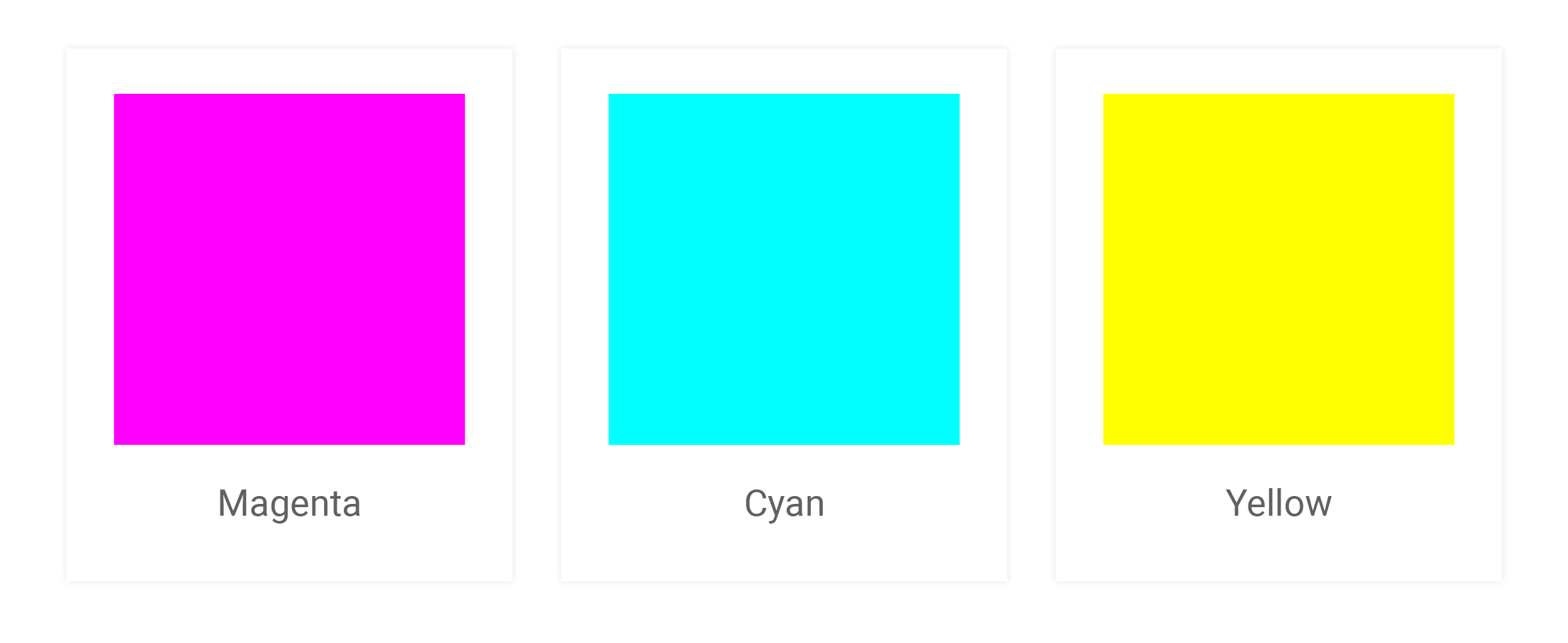 Magenta, Cyan and Yellow color swatches