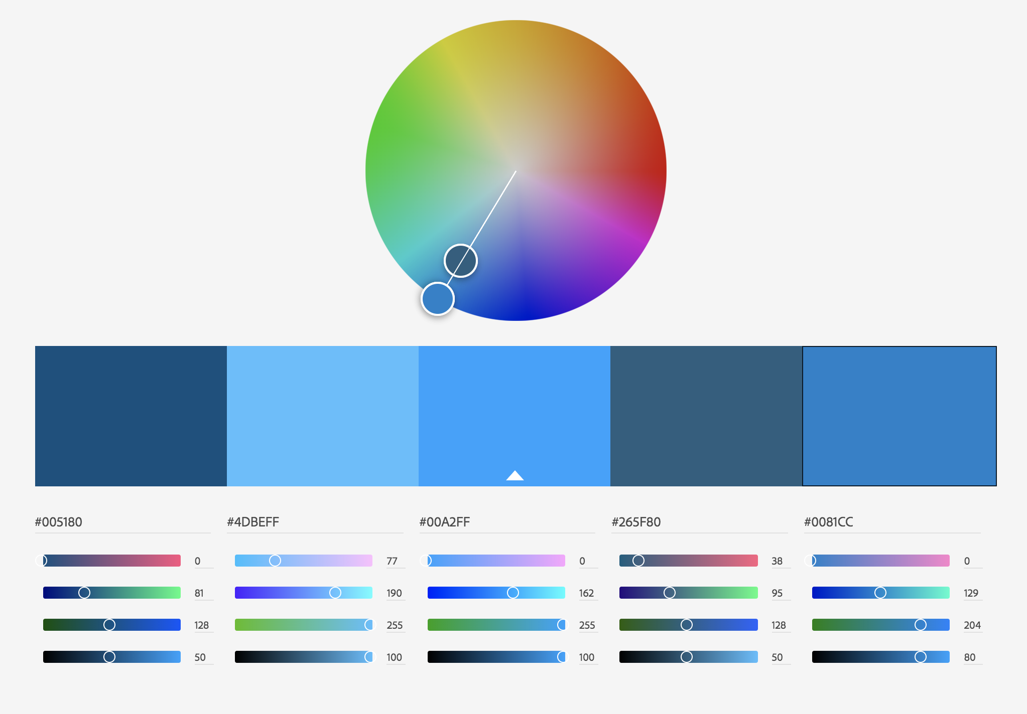 Monochrome color palette from Adobe Color