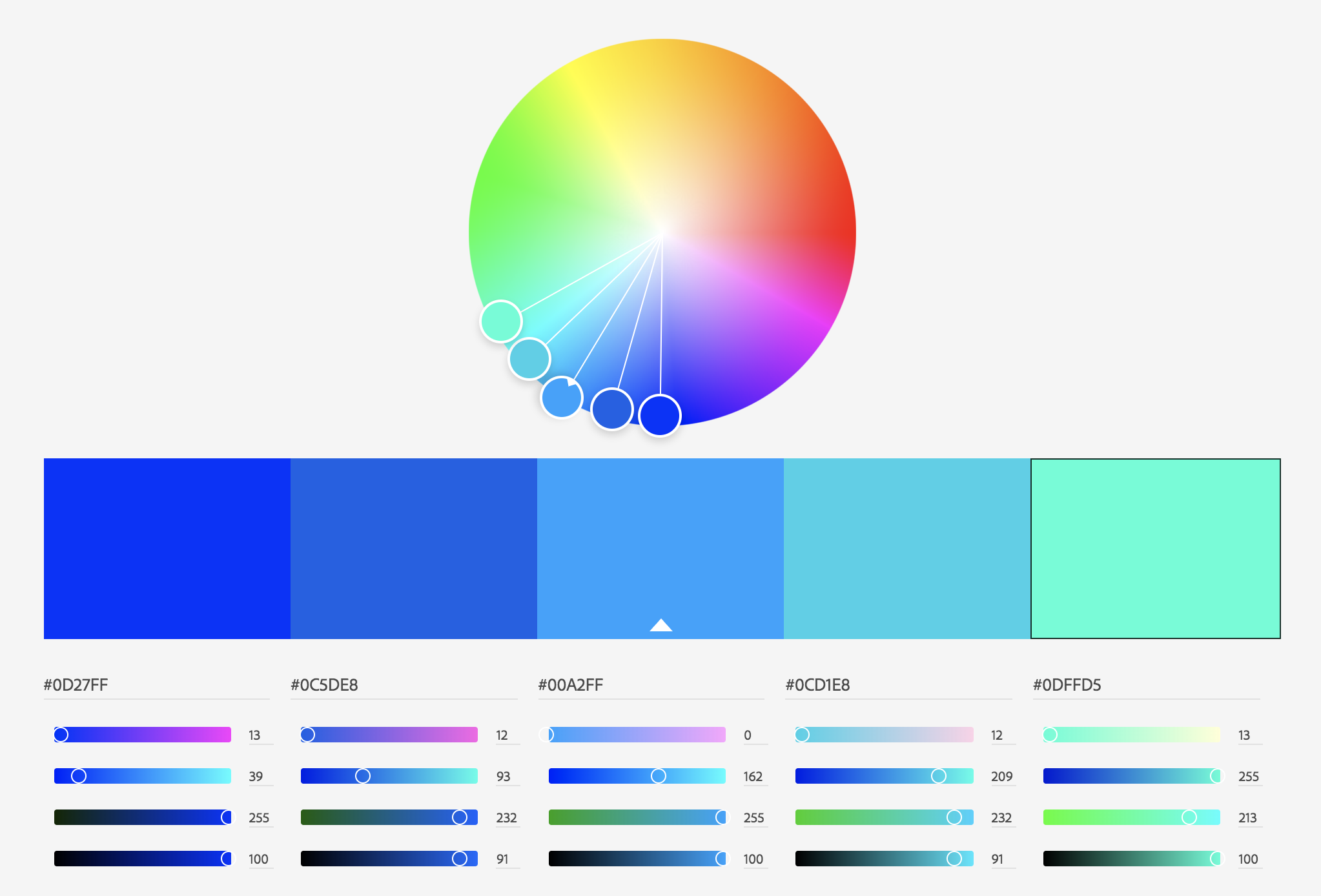 Analogous color palette from Adobe Color