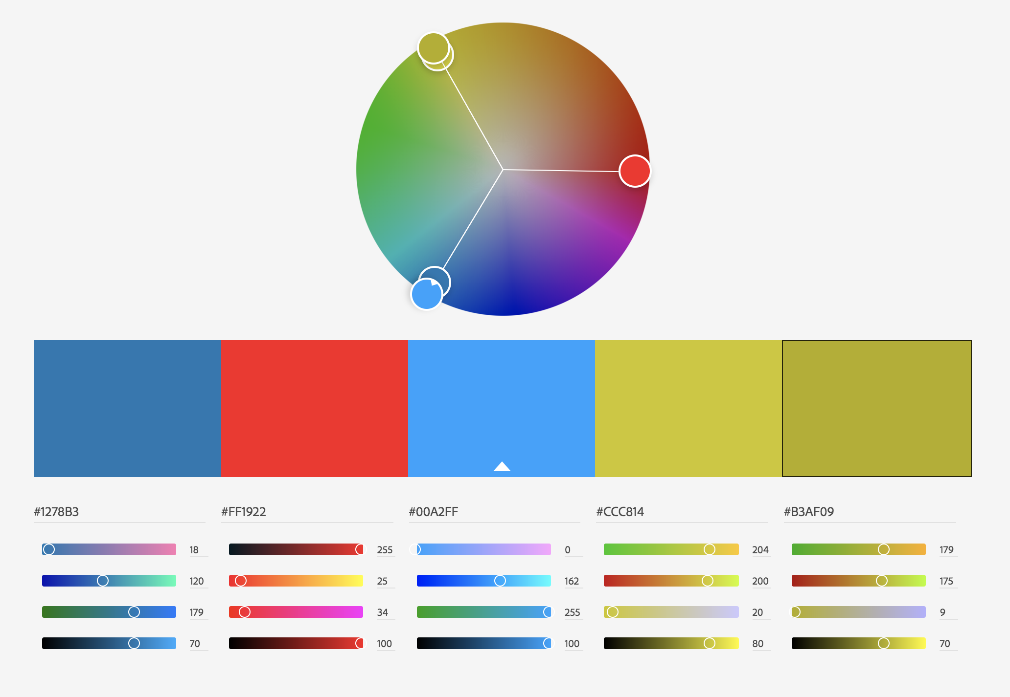 Triadic color palette from Adobe Color