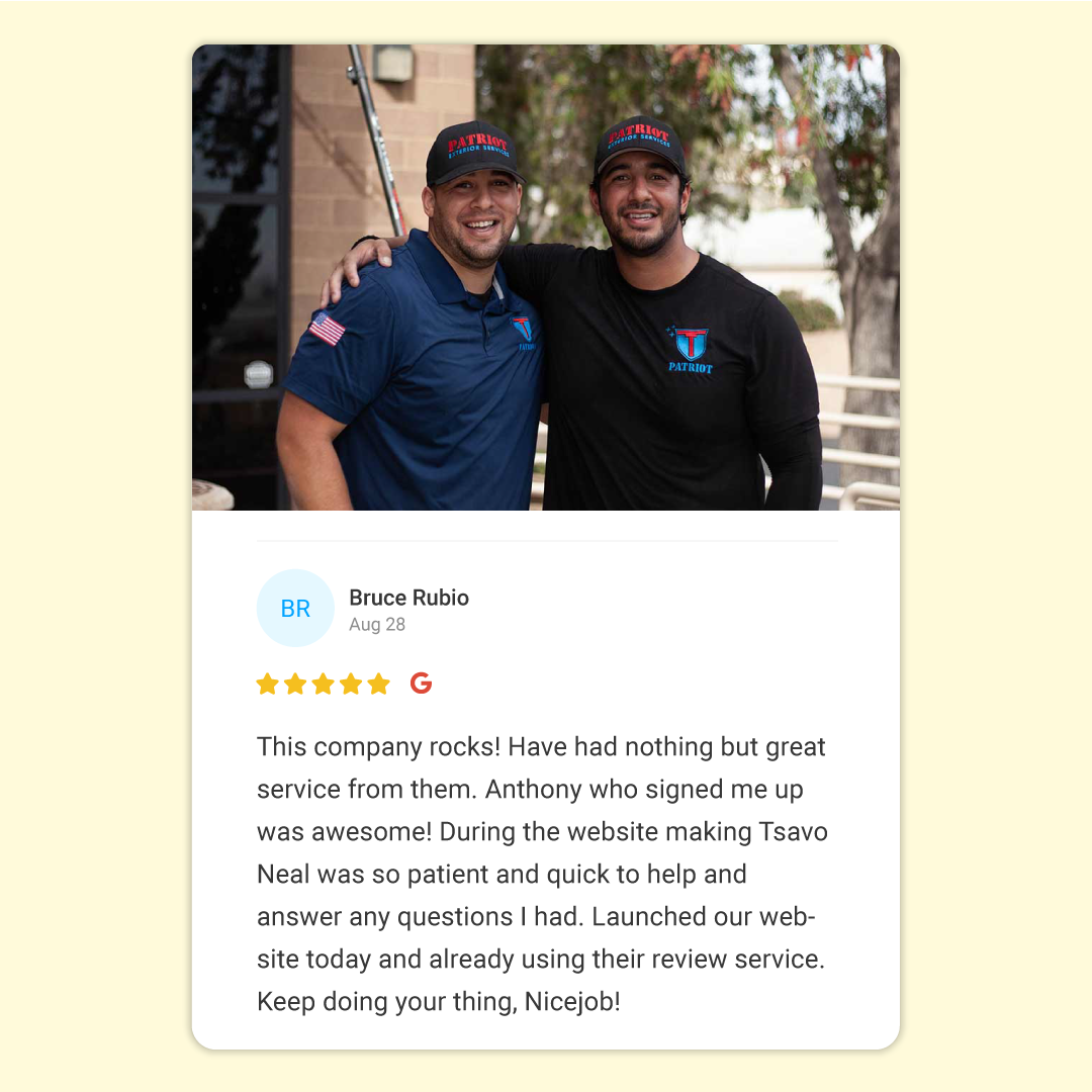 NiceJob review left by Patriot Services