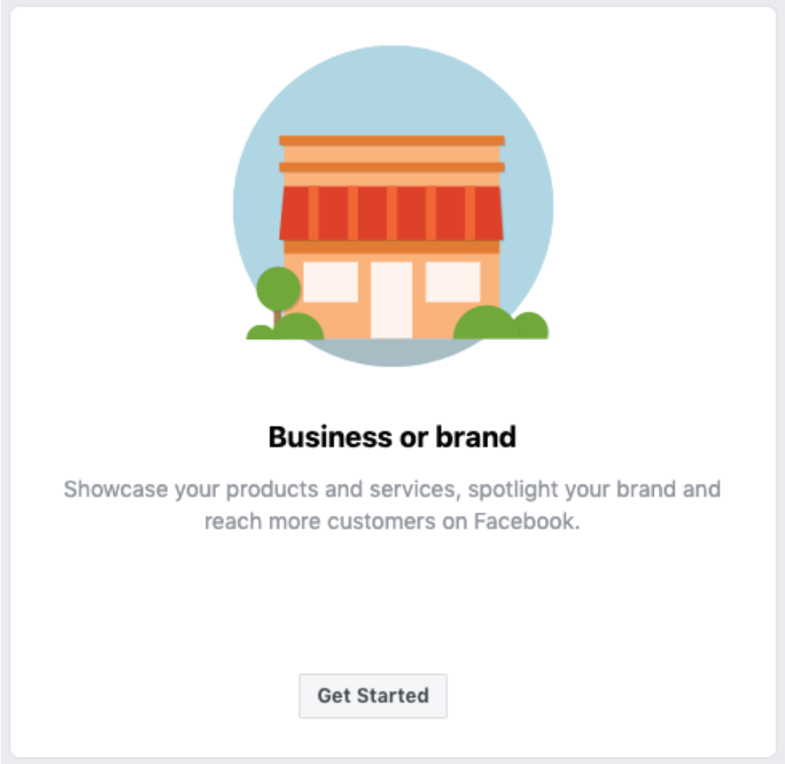Facebook icon to start a business or brand page