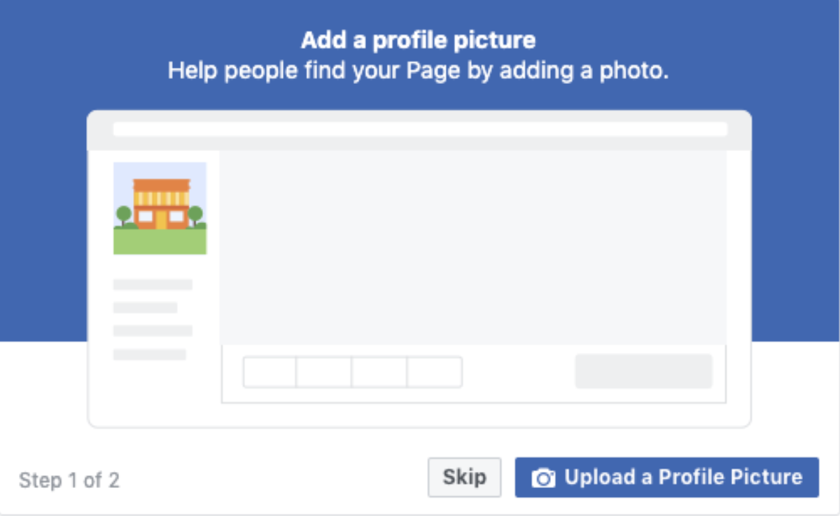 Facebook icon to add a profile picture and cover photo