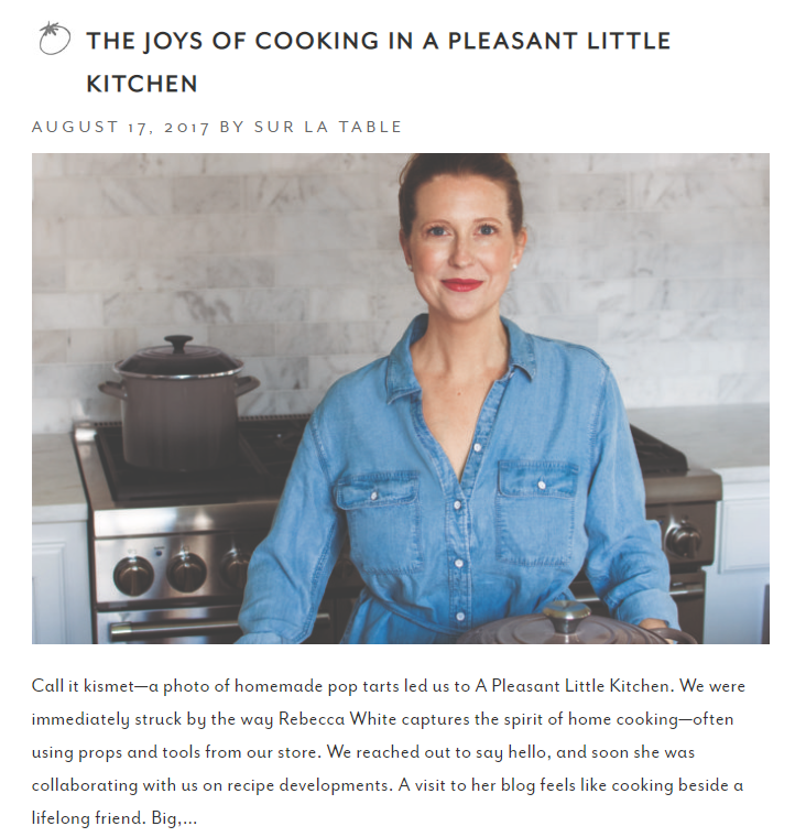 Cooking Class Content Marketing Example