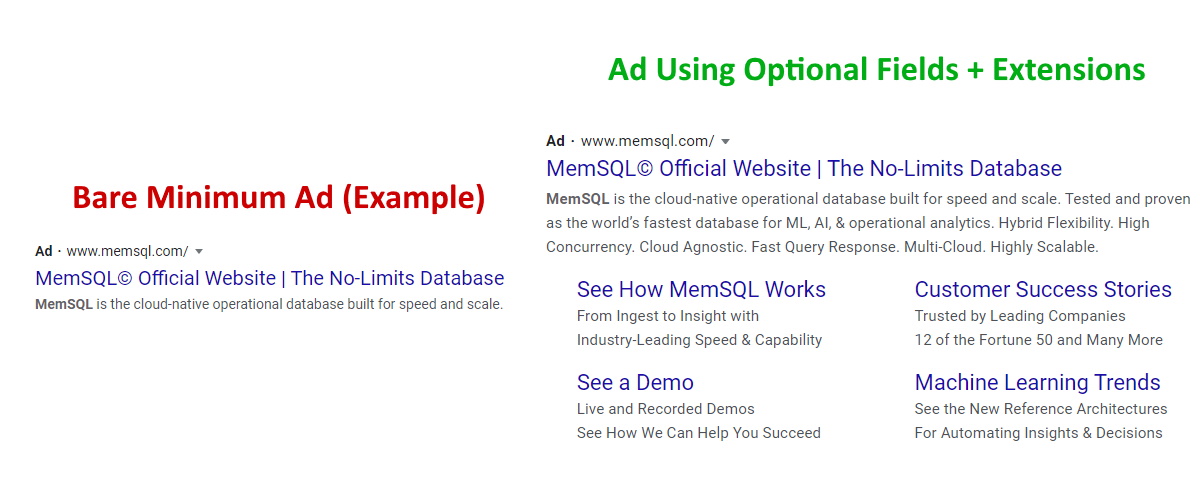 Google Ads Optional Fields