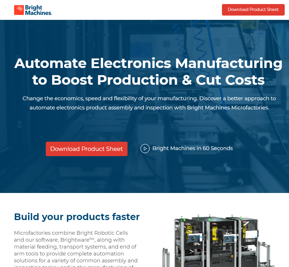 Bright Machines Landing Page