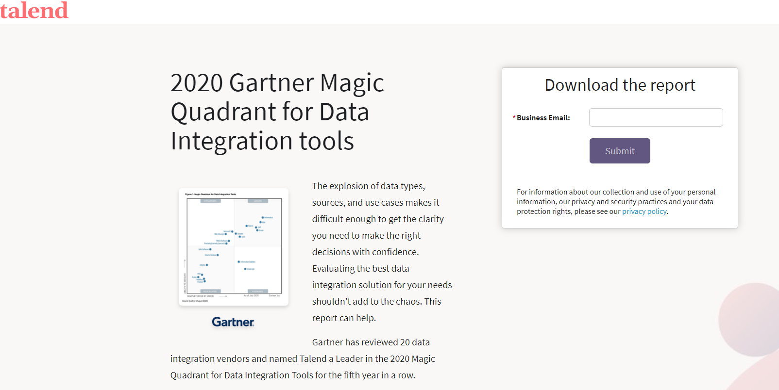 Talend - all competitors landing page example