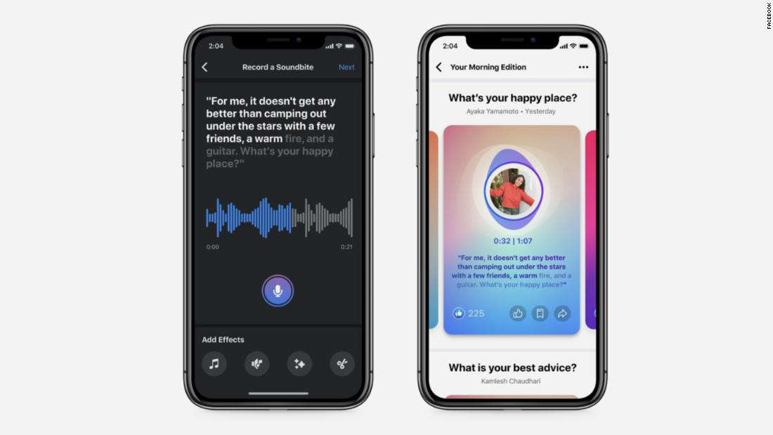 graphical user interface, application: Facebook's audio clips feature is called Soundbites