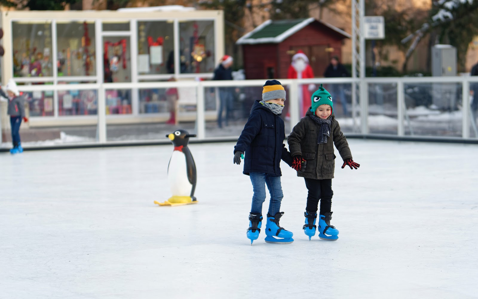 kids skating at City of Cuyahoga Falls Outdoor Ice Rink
