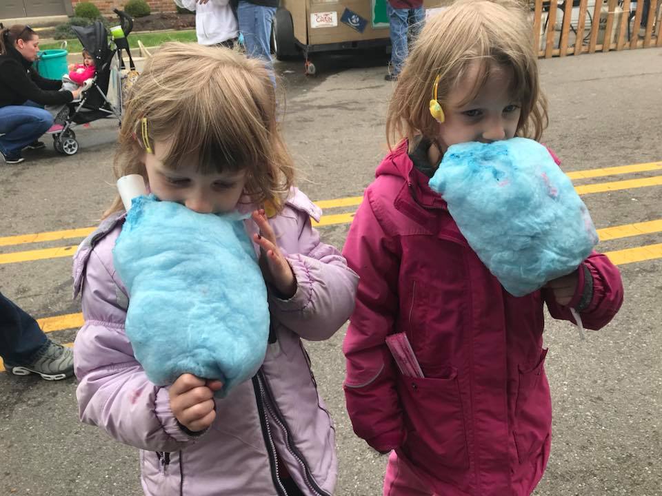 Children eating cotton candy