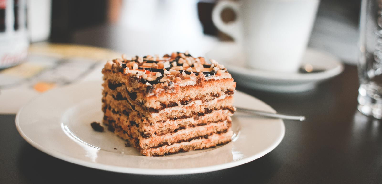 slice of cake on a white plate