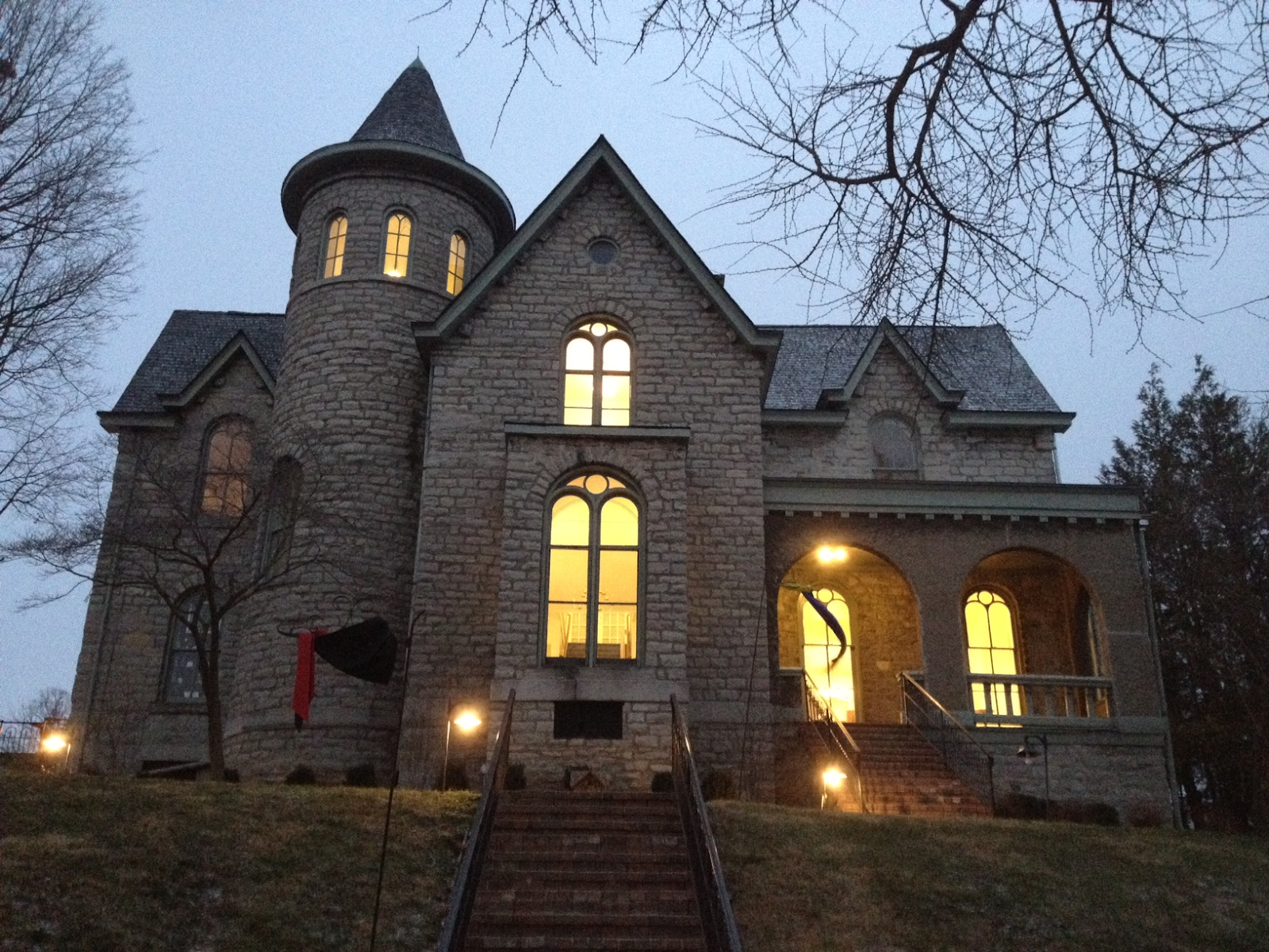 The castle-like building that houses the Delaware County Cultural Arts Center