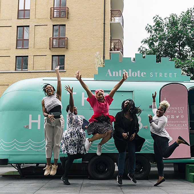 Antidote team on Russell Street for Hair Lab Bus Tour