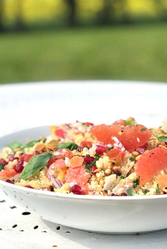 Quinoa Cauliflower Salad with Grapefruit and Pine Nuts