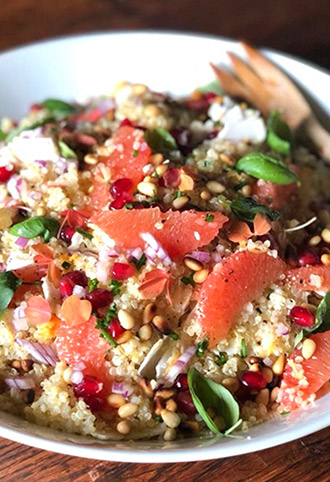 Quinoa Cauliflower Salad with Grapefruit and Pine Nuts